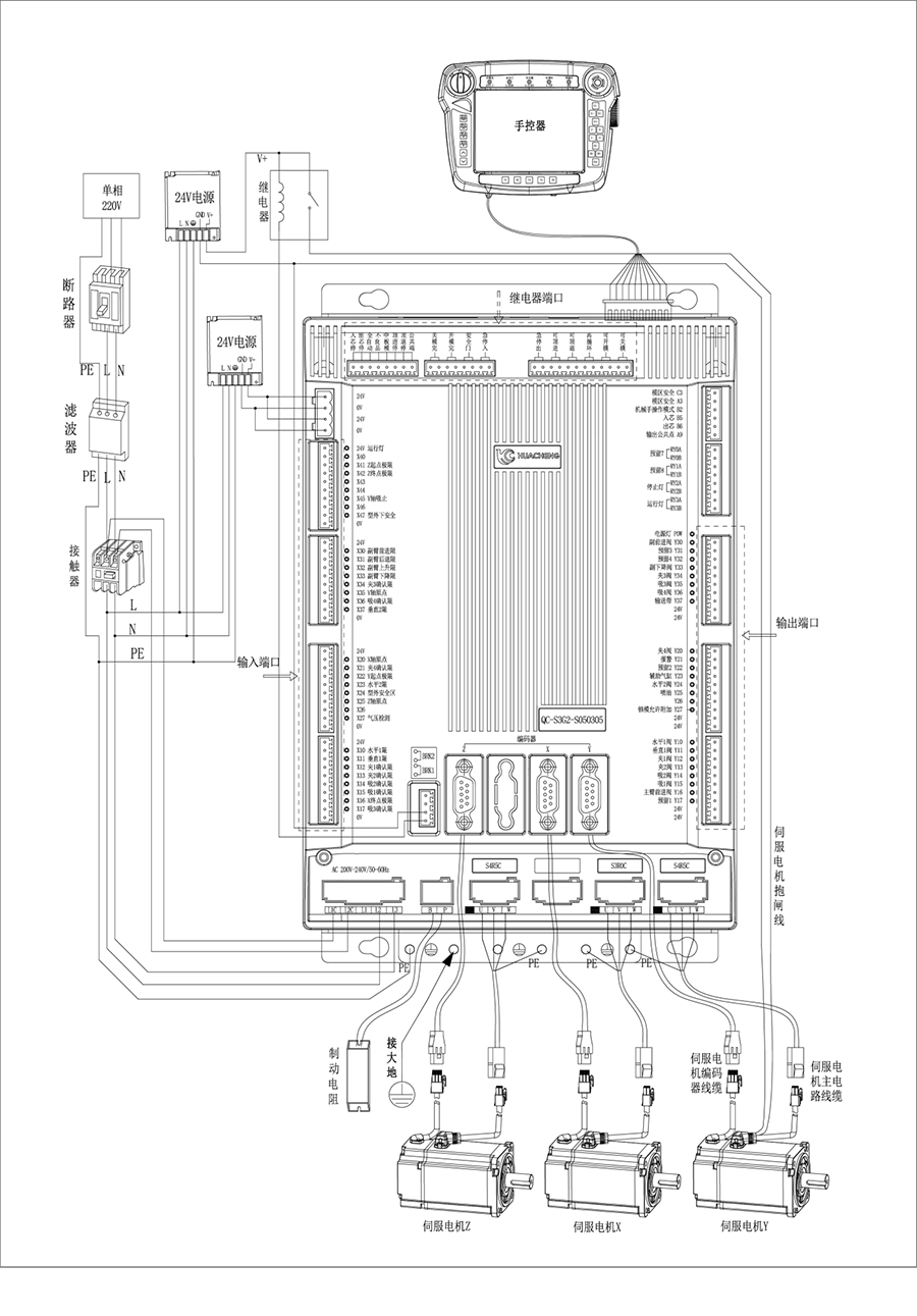 華成注塑機械手控制系統QC-S3G接線圖